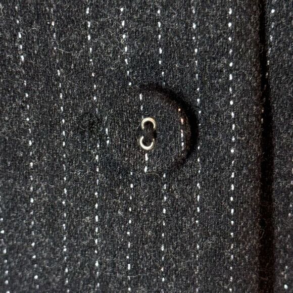 Diane von Furstenberg Metallic Pinstripe Blazer Jacket Wool Black Grey 12 - Picture 11 of 11